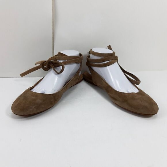 Madewell Women's April Ankle Wrap Flat Suede Leather Taupe Lace Up Flats Us9,5 - Picture 7 of 14